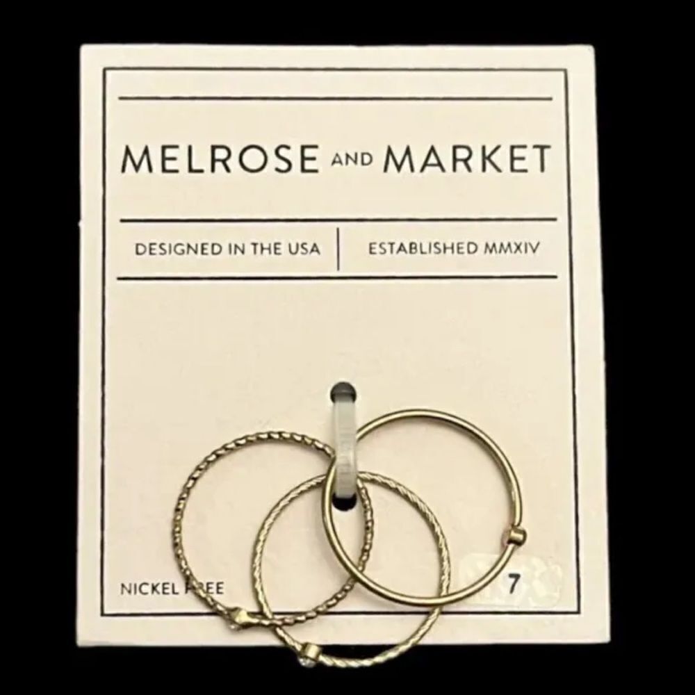 🤯5/$25🤯 Melrose And Market Set Of 3 Gold Tone Rhinestone Stackable Rings